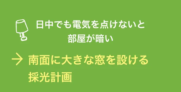 南面に大きな窓を設ける採光計画